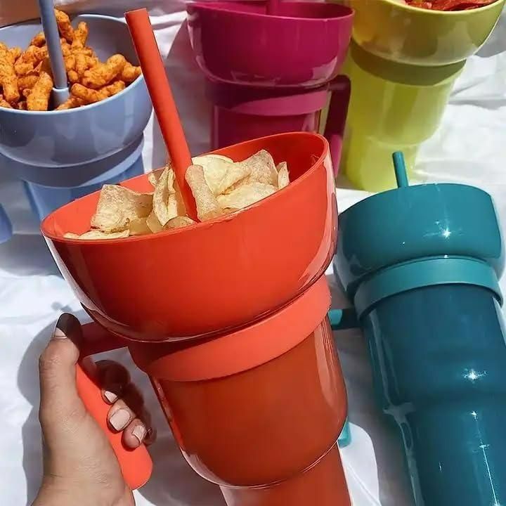 HydraSnack BPA-Free 2-in-1 Cup with Bowl & Straw – 900ml