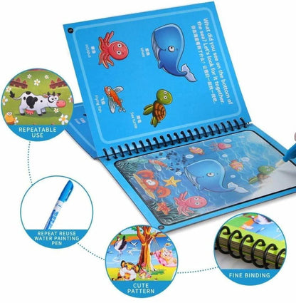 MagicSplash Reusable Water Coloring Book – Quick Dry Edition