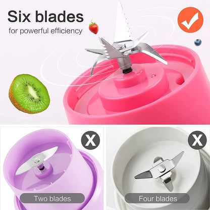 TurboBlend™ 6-Blade Portable USB Juicer (380 ml)